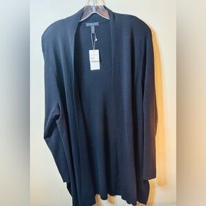 Eileen Fisher Black Merino Wool Open Cardigan Duster size 2X